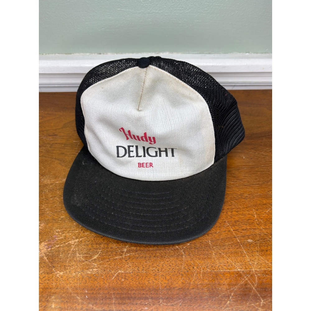 Vintage‎ Hudy Delight Beer Trucker Hat Black White Mesh Snapback Americap USA